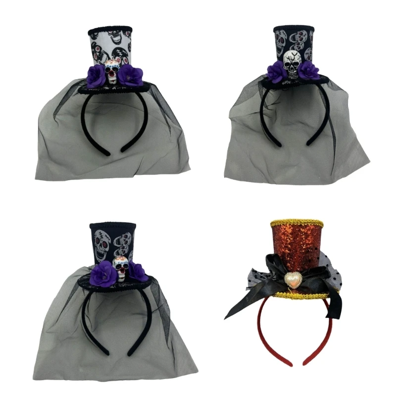 

MXMB Halloween Themed Skull and Veil Headband Party Hairpeices for Costume Parties