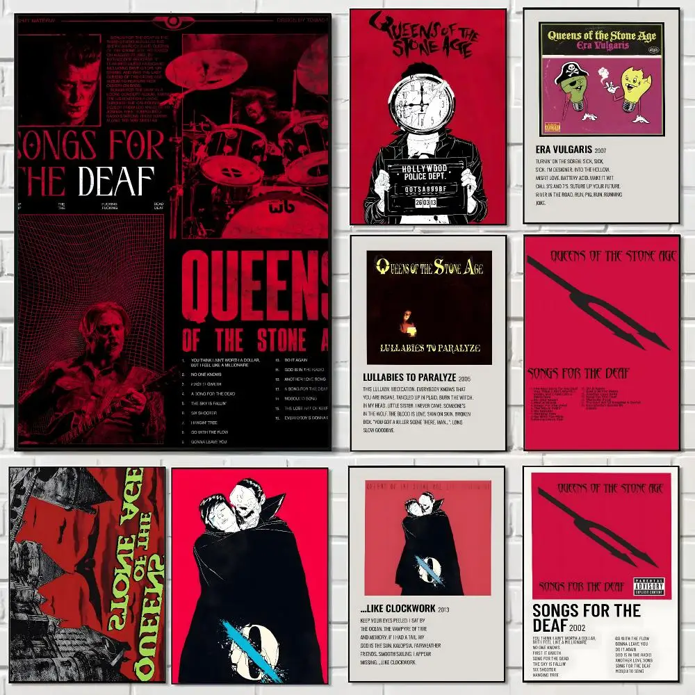 Rock Band Q-Queens of the Stone Age Poster Print Painting Home Decor for Bedroom Living Room Hallway