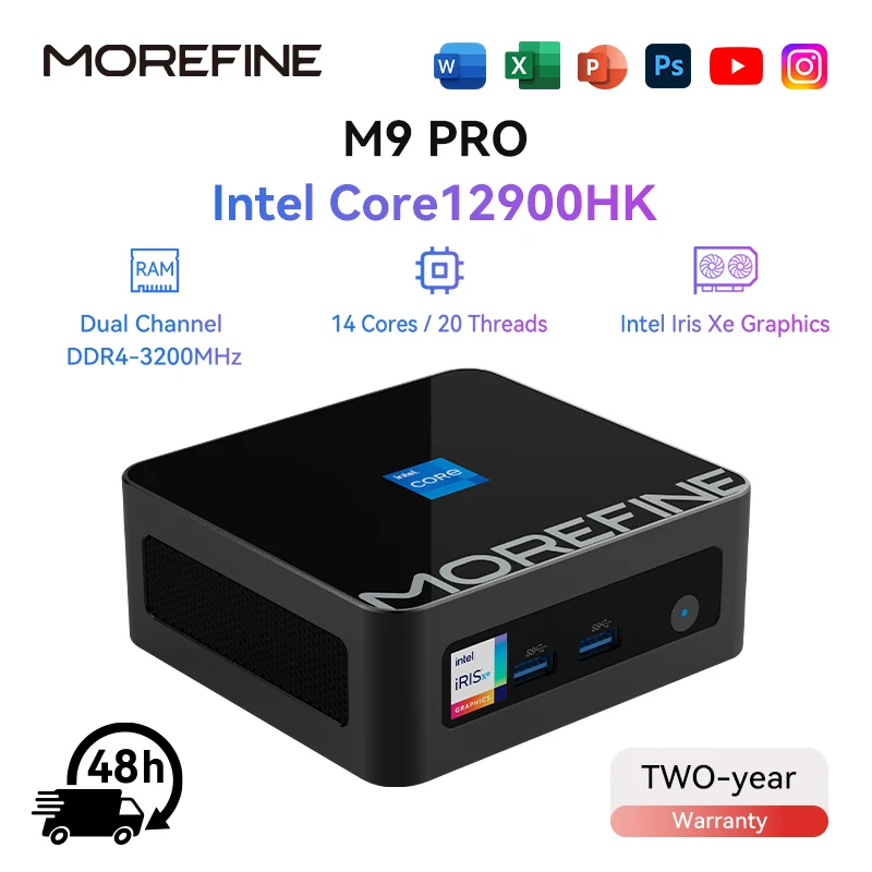 MOREFINE M9PRO Mini PC 12900H Intel Core i9 Gaming Mini PC i5 12500H i7 12800H RAM 16G 512G NVME Desktop Portable Windows 11Pro