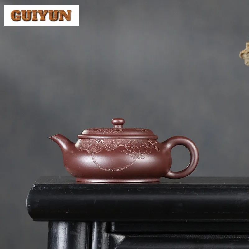 

200ml Elegant Yixing Purple Clay Teapots Handmade Open Oven Pot Raw Ore Purple Mud Kettle With Infuser Chinese Zisha Tea Set Cha