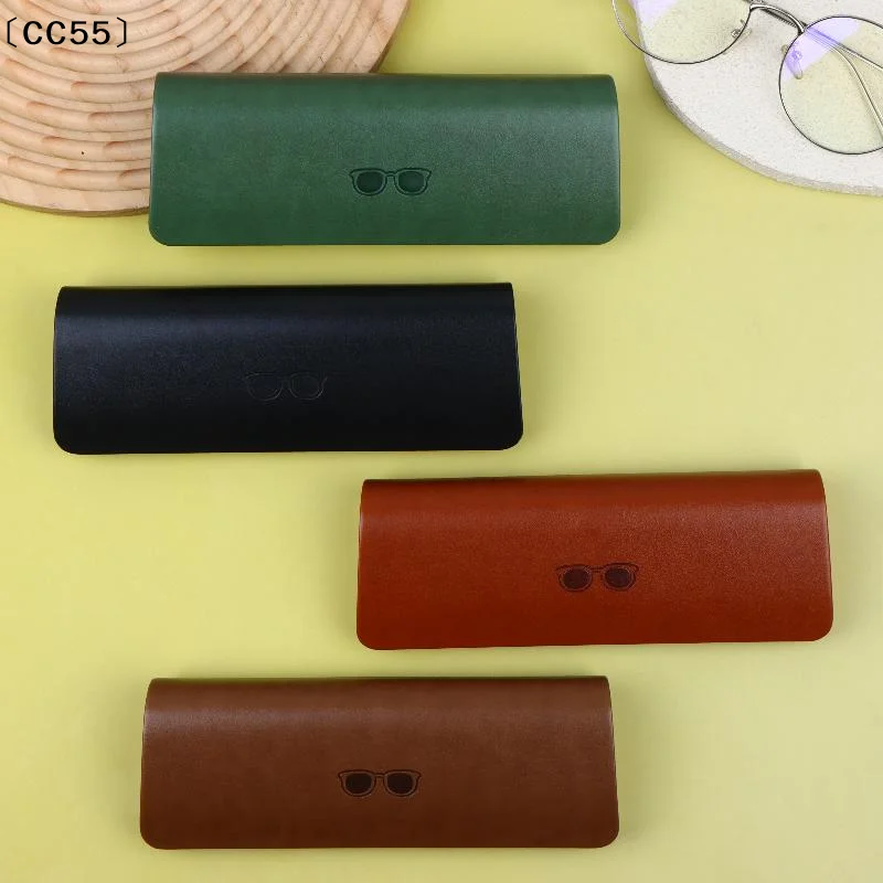 Simple PU Leather Hard Glasses Case Pressure Resistant Portable Spectacle Storage Box Men Women Glasses Protector Daily 〔CC55〕