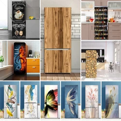 3D New Chinese Plant Flower Fridge  Removable Waterproof Self-adhesive Mural Kitchen Refrigerator Decorative Sticker