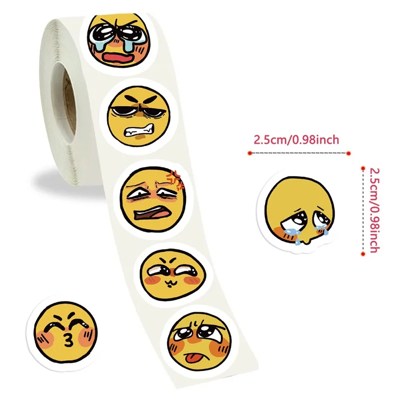 500PCS Animated Face Thank You Sticker Aesthetic Labels Sealing Stationery DIY Hand Accounting Decoration Scrapbooking Supplies