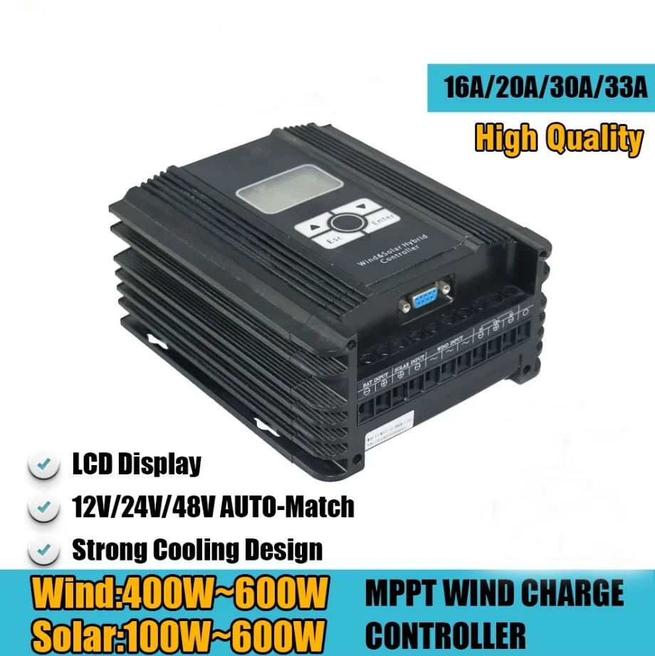 High Quality 400W 600W to 3000w wih Solar MPPT Hybrid Charge Controller 12V/24V/48V Auto Dump Load Inserted With LCD Display