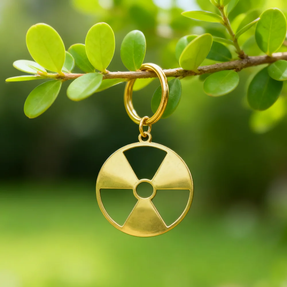 Lab Nuclear Radiation Logo Keychain Stainless Steel Pendant Keyring Medical Science Jewelry Backpack Bag Key Chian for Women Men