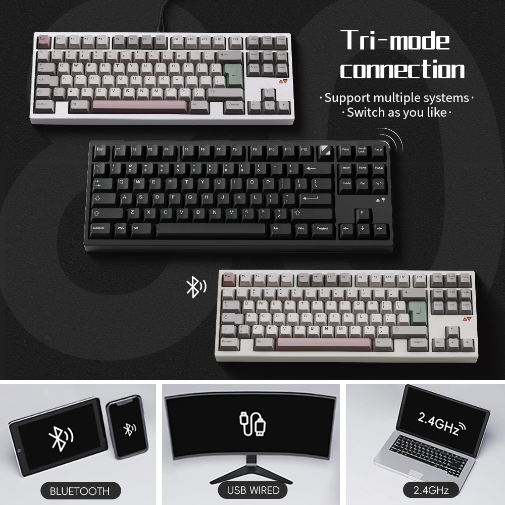 Imagem -04 - Teclado Mecânico Gamer Hot-swap 3-mode Pbt Keycaps Teclado sem Fio Rgb Backlit Personalizar Gaming Keyboard Junta Luminkey80