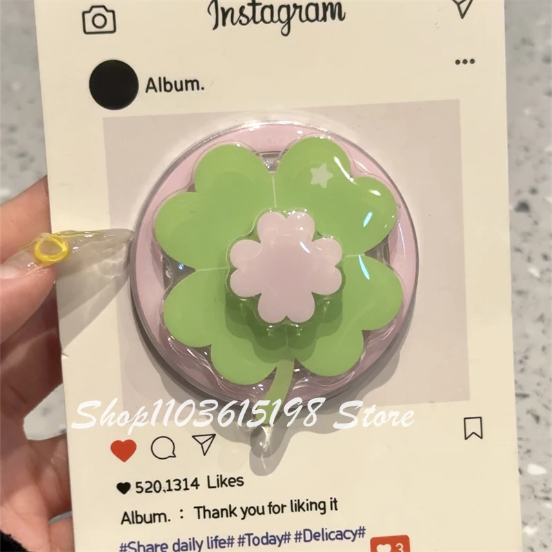 

Korean Cute Rotate Lucky Clover Magnetic Holder Grip Tok Griptok Phone Holder Stand Support For iPhone For Pad Magsafe Smart Tok