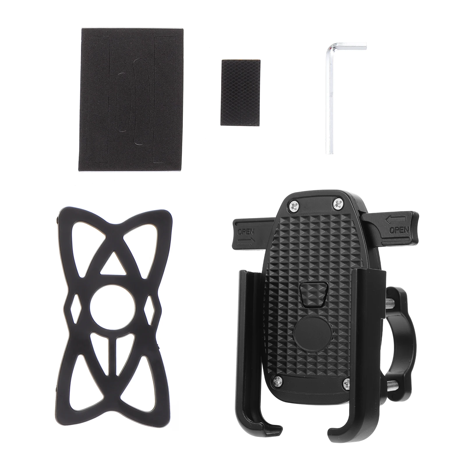 

Aluminum Bike Phone Holder Motorcycle Mount Black Adjustable 360 Degree Rotation Anti Skid Easy Install H Bracket DIY