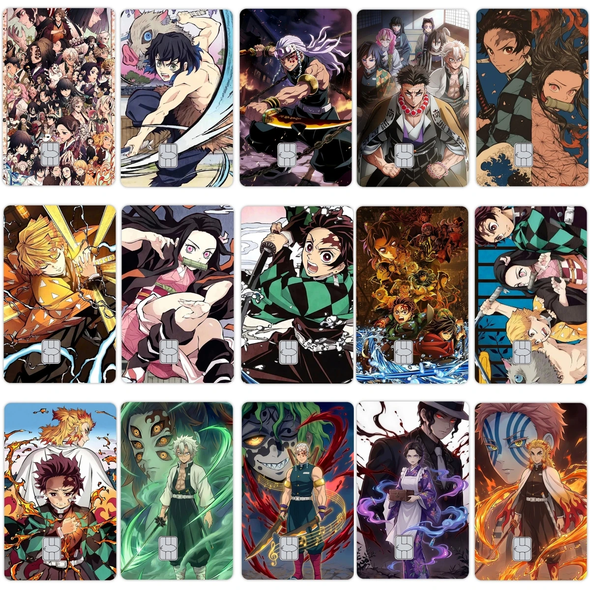 

Наклейки-декали с персонажами аниме: Цуюри Канао, Канроджи Мицури, Камадо Танджиро для банковских, автобусных, кредитных, дебетовых карт, пленка-скин