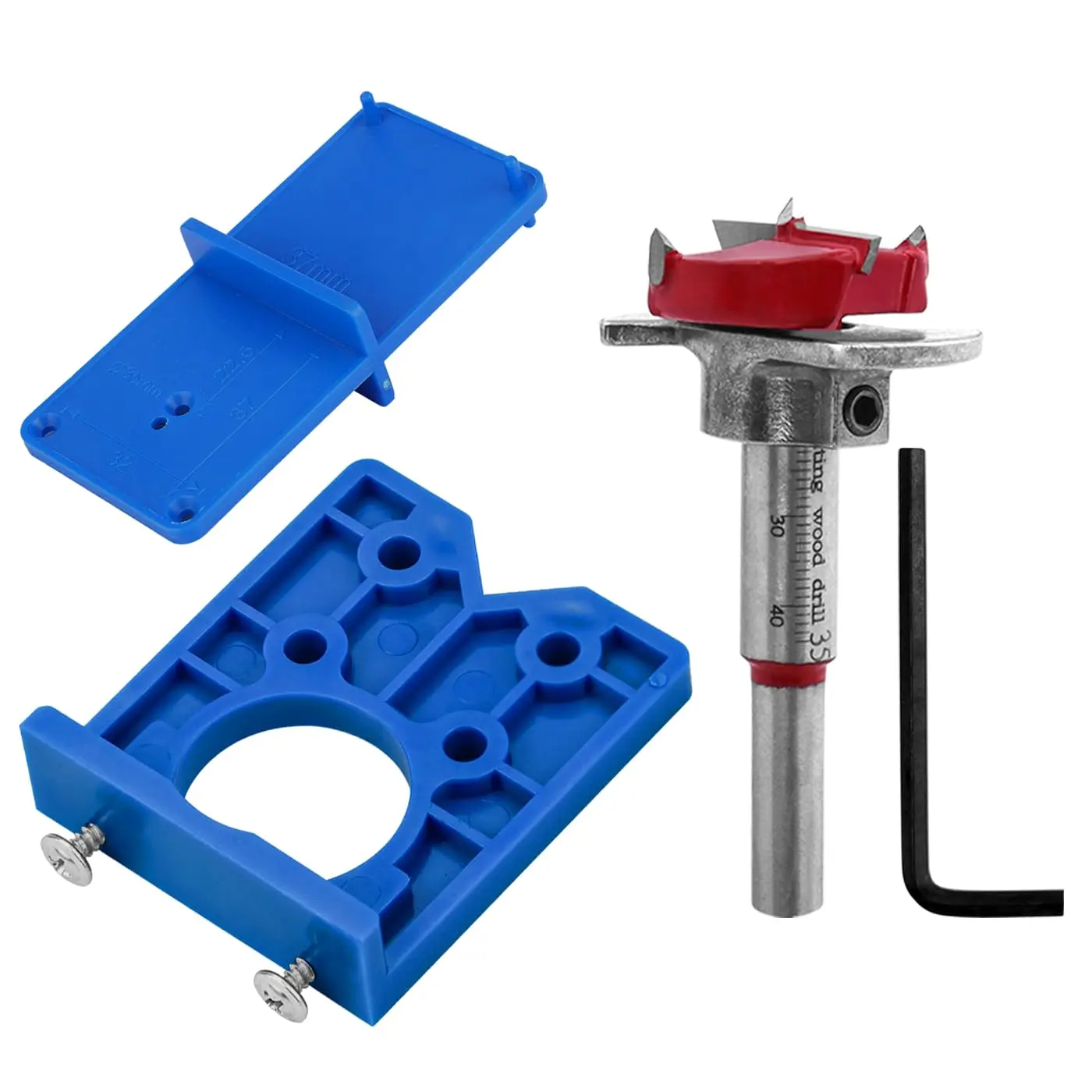 Hinge Jig Drill Bits Set 35mm Forstner Bit with Door Hinge Hole Jig Template Concealed Hinge Hole Drill Guide Locator