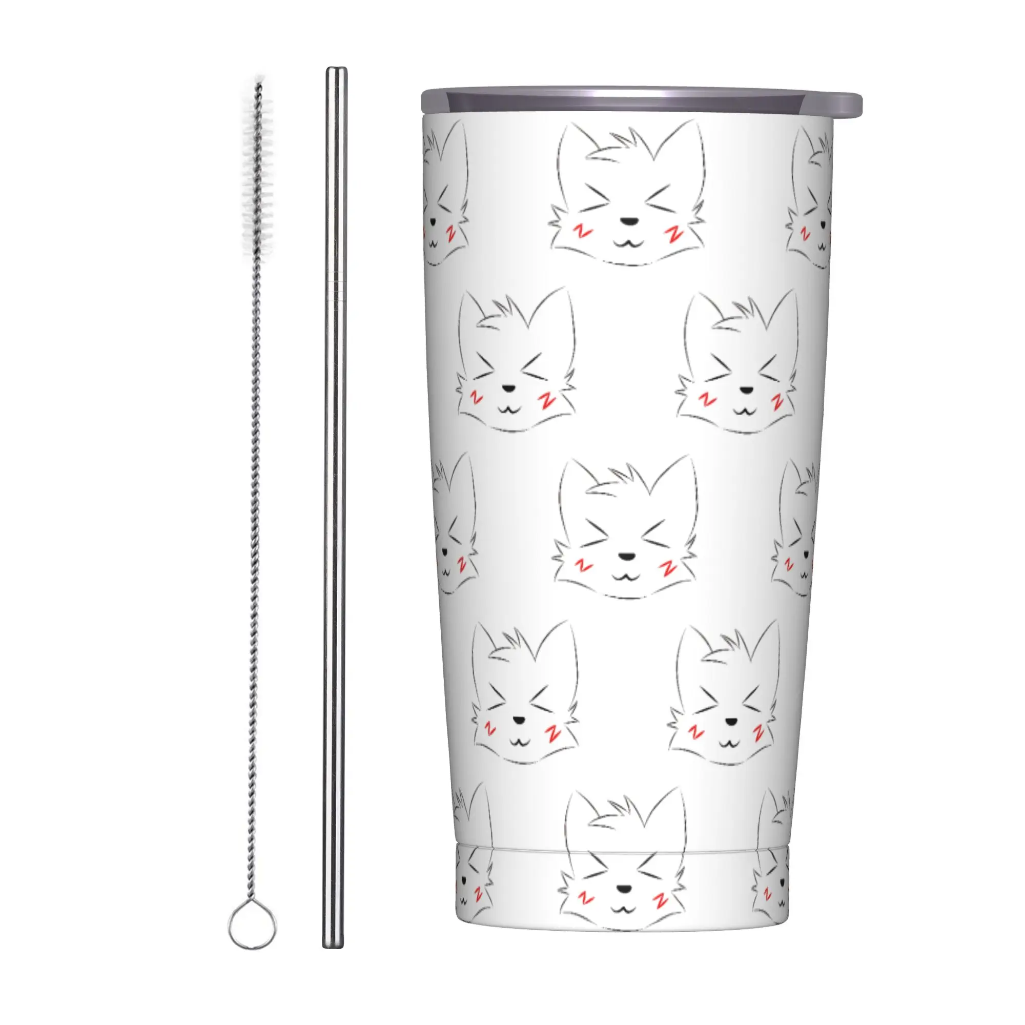 Boykissers Silly Insulated Tumbler with Straws Lid Cat Vacuum Coffee Mugs Office Home Water Bottle Cup, 20oz