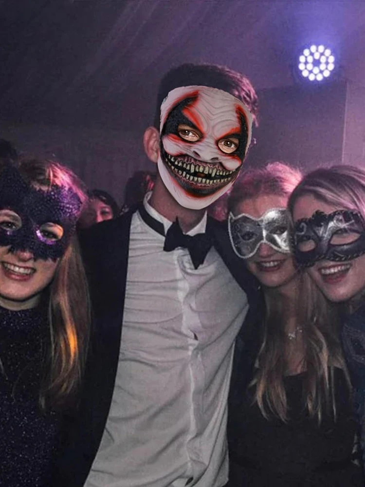 Máscara de payaso de terror para Halloween, tocado para Club, máscara de Carnaval para fiesta, Joker, Cosplay, asesino del diablo sangriento, Joker, casco de látex, accesorios de broma
