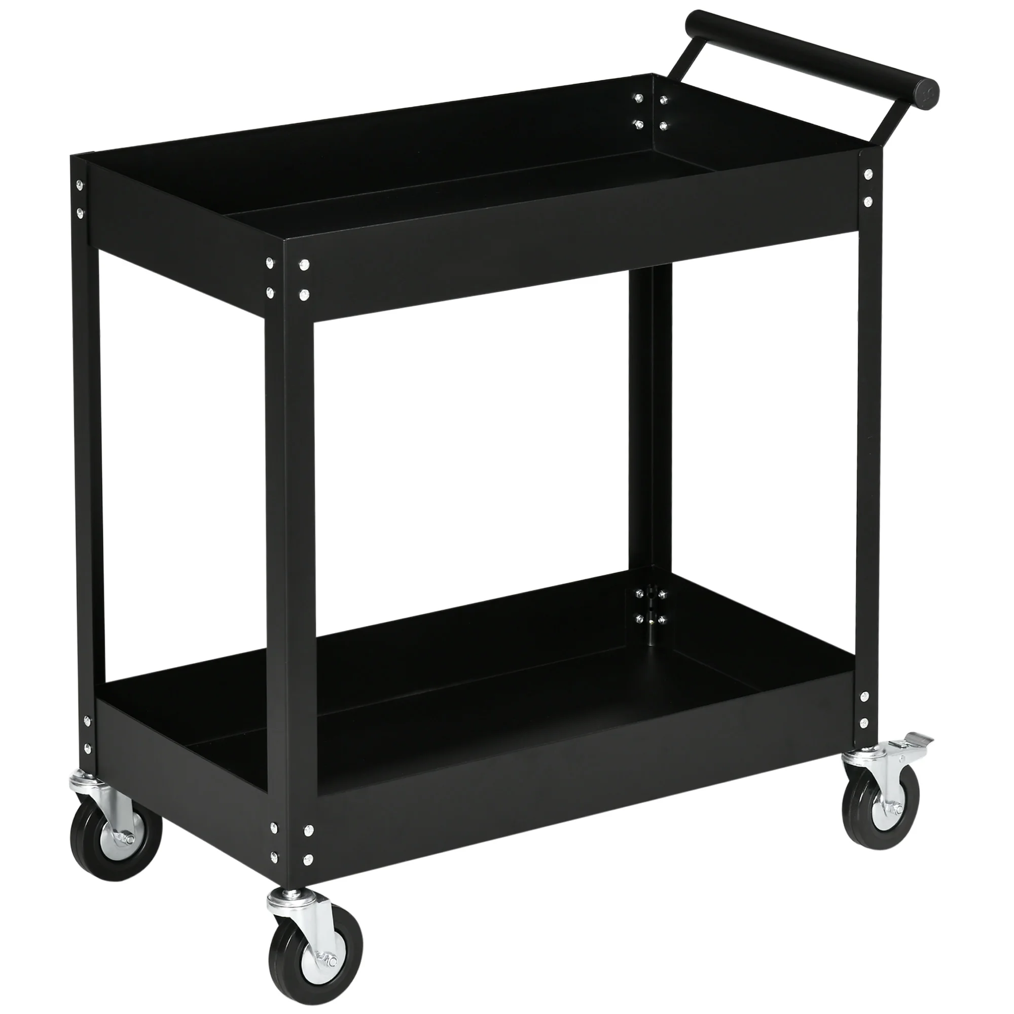 DURHAND 2 level tool cart steel wheel Workshop trolley for garage Mechanical warehouse 150 kg 84,5x38x84 cm black