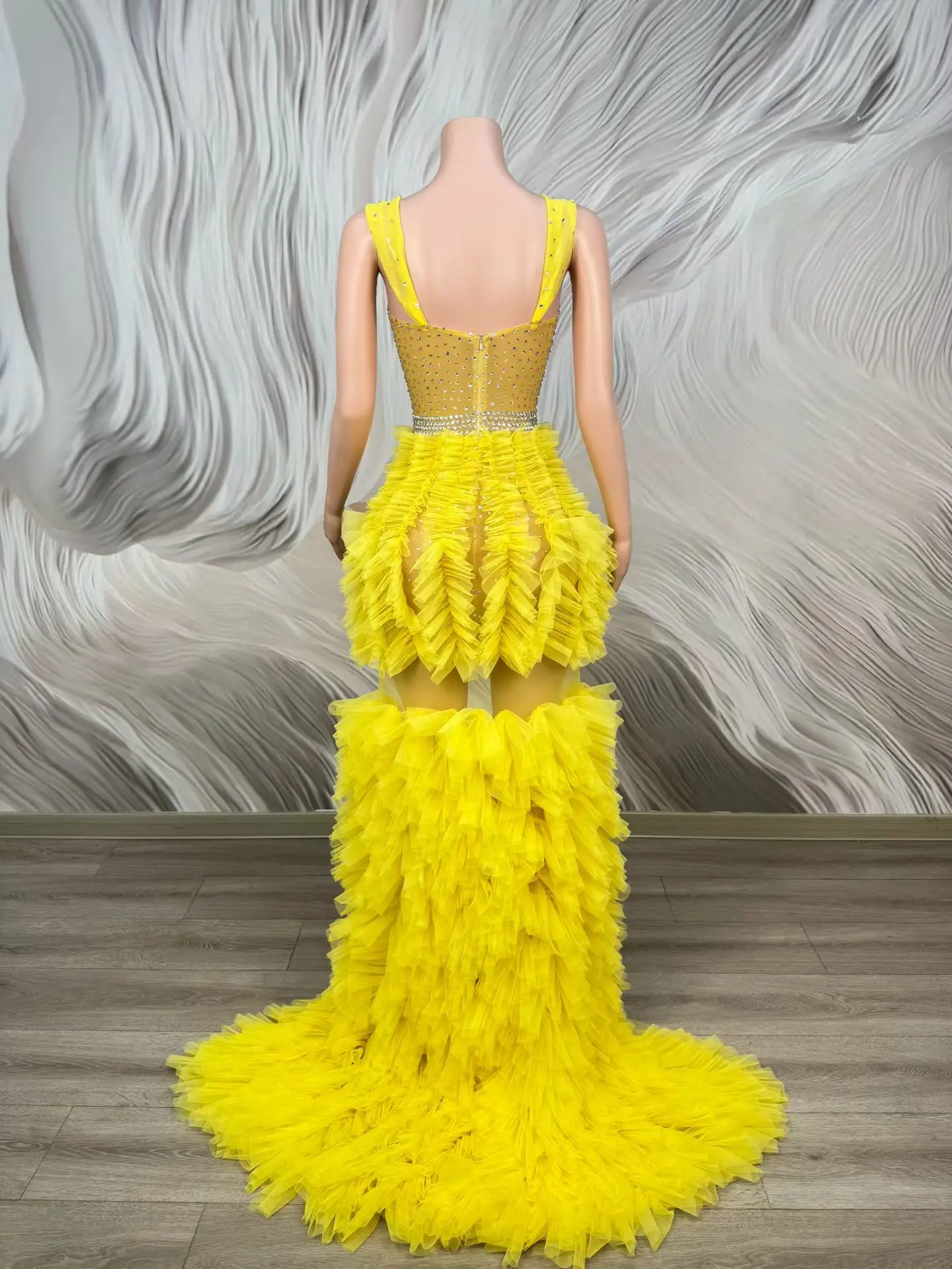 

Модное женское пышное платье Furong на бретелях, сексуальное желтое сетчатое платье принцессы, свадебные и вечерние платья, платья для особых случаев, выпускные платья