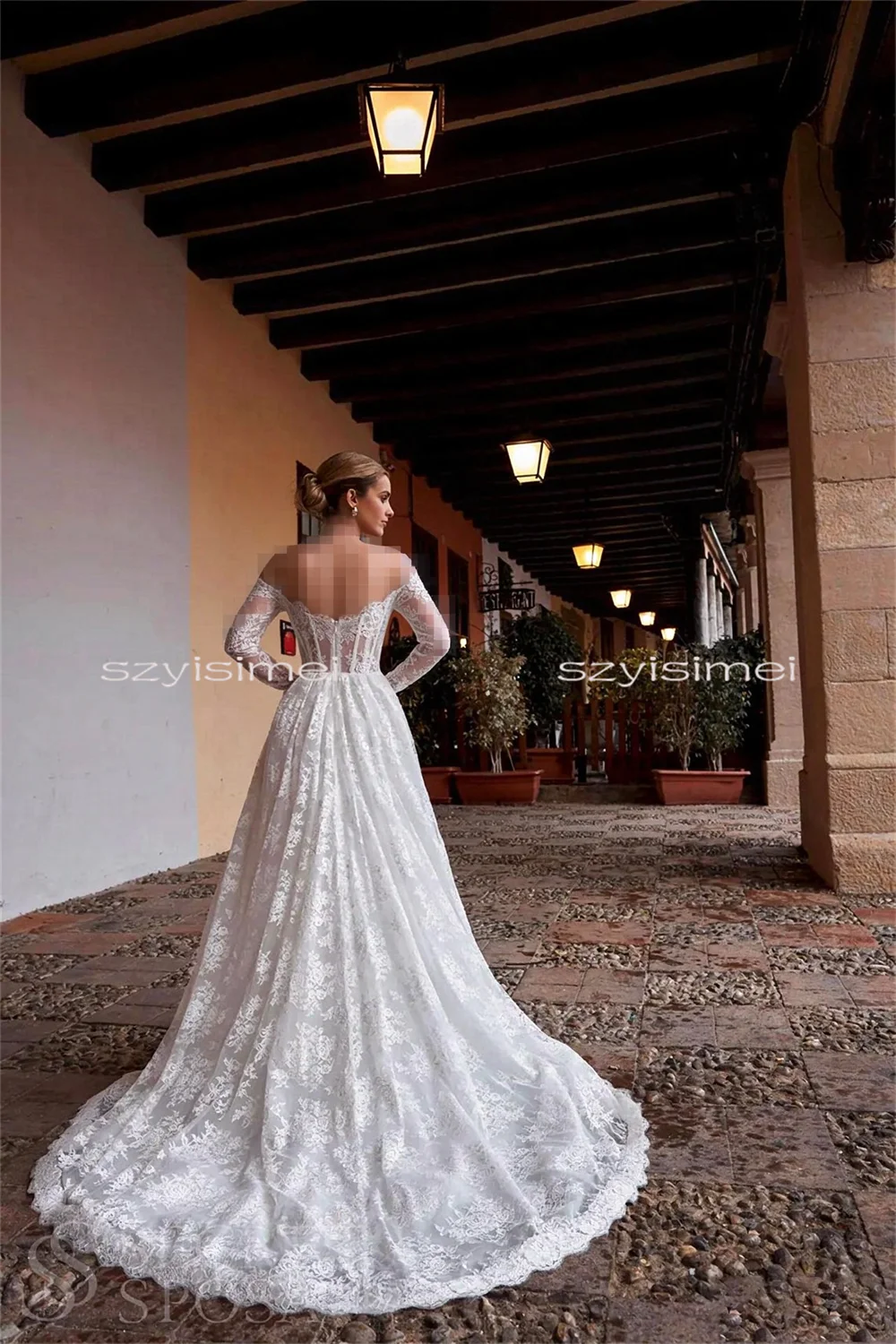 Customized Sweetheart Wedding Dress 3/4 Sleeve A-line Backless Lace Bridal Dresses For Wedding свадебное платье image 3