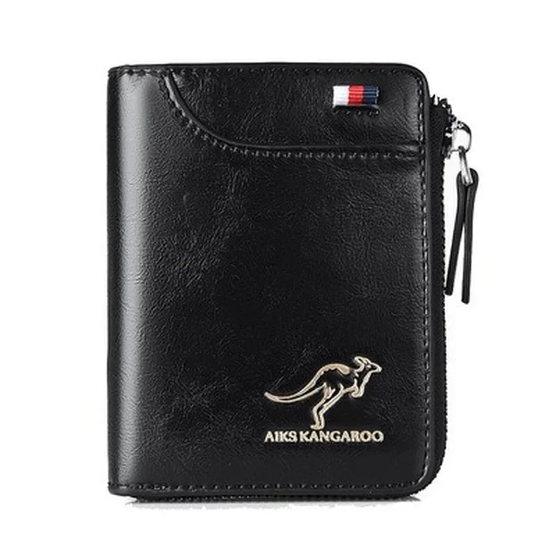 Carteira masculina de couro titular do cartão de visita com zíper bolsa anti-roubo carteiras de luxo masculino proteção rfid bolsas carteira masculina