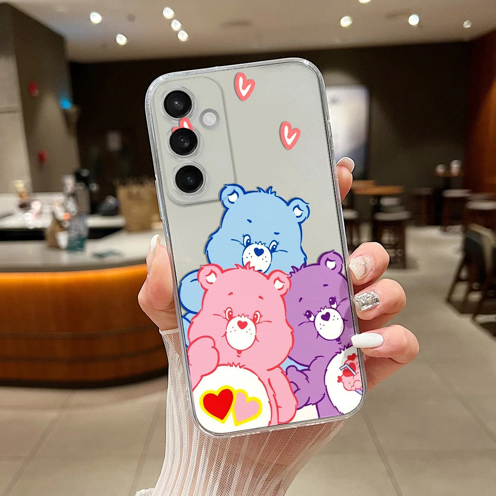 Cute Cartoon Phone Case For Cares Bears Samsung S24 S23 S22 S21 S20 S10 FE Note20 Note10 Plus Ultra Lite 5G Clear Soft TPU Cover