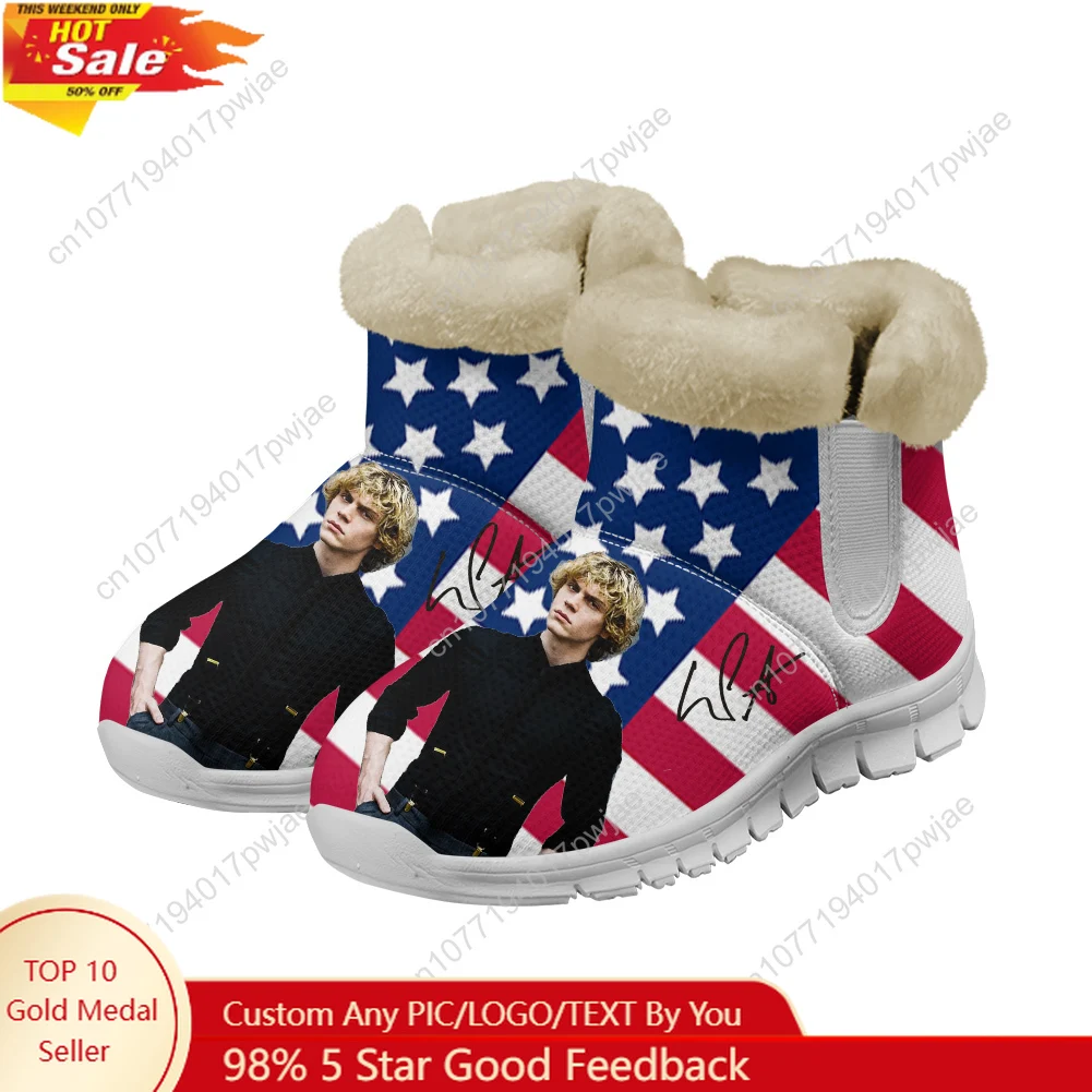 

Evan Peters Actor Snow Boots Mens Womens Teenager Shoes Keep Warm Casual Lightweight Sports Custom Sneakers