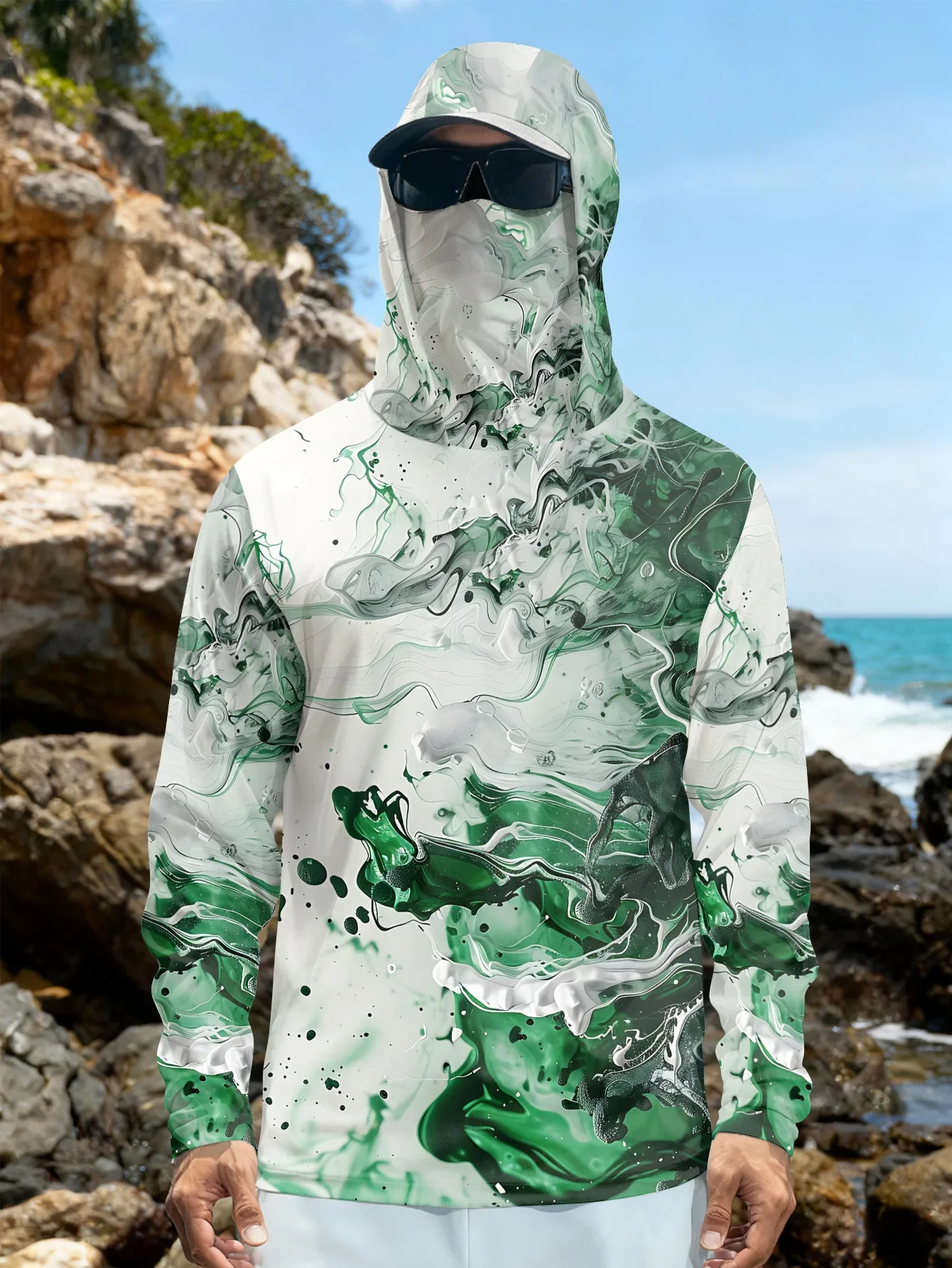 2026 Summer New Style Men's Fishing Suit for Outdoor Sports and Leisure Soft and Comfortable 3D Blending Pattern Print