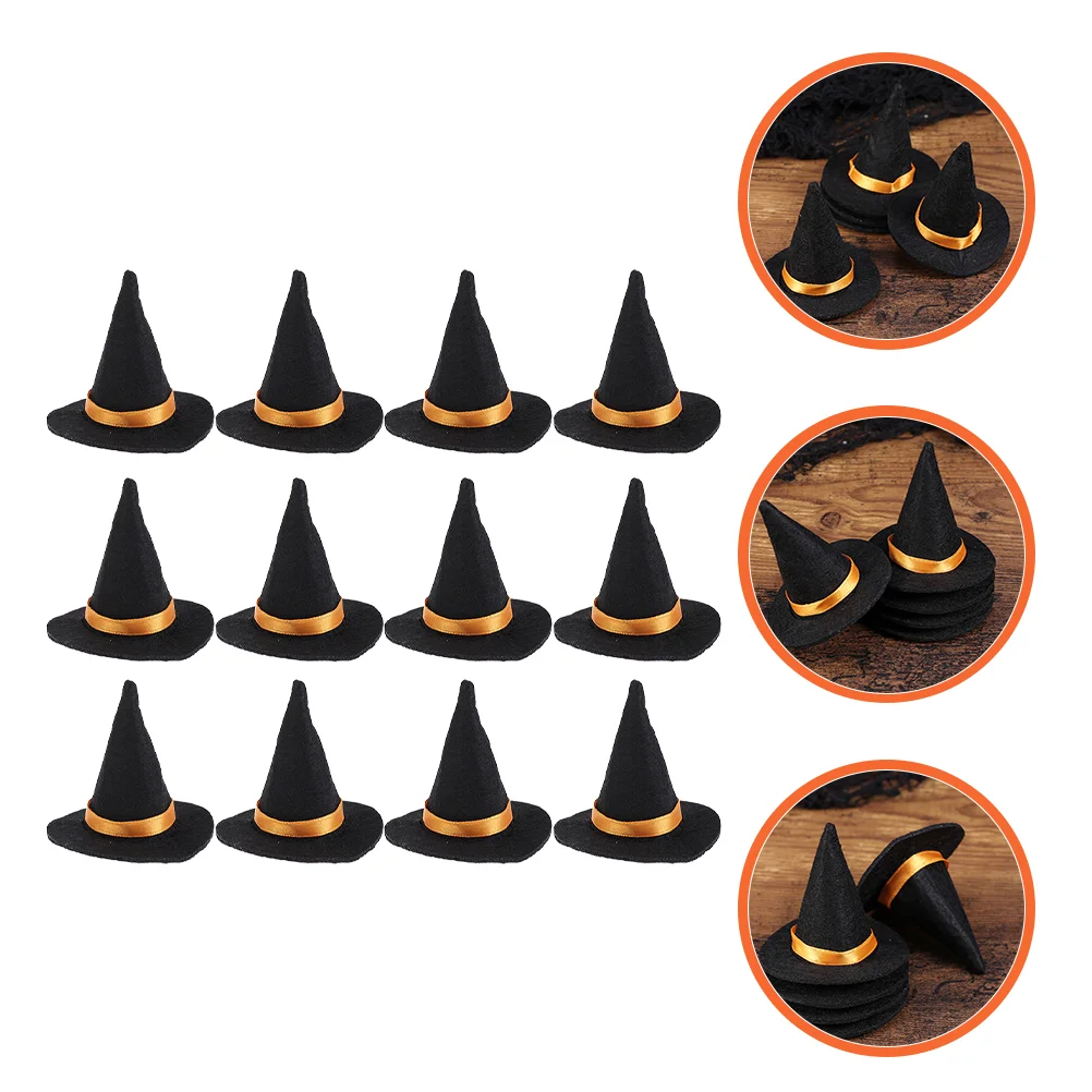 

12 Pcs Hat Miss Drink Ornaments Halloween Decoration Felt Cloth Witches Hats for