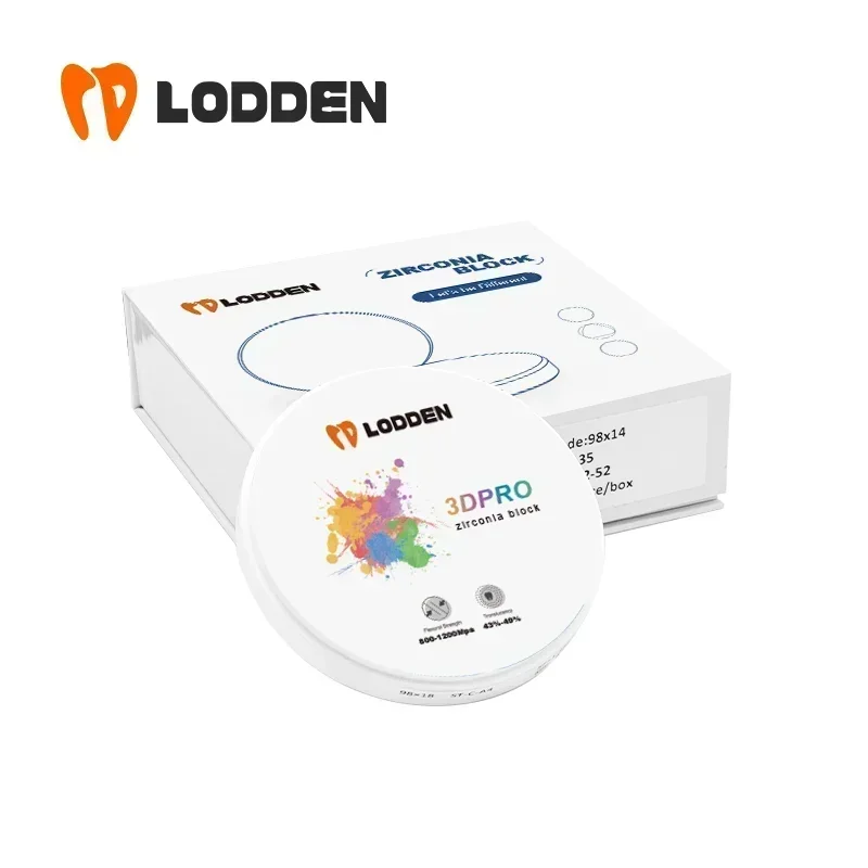 Lodden Dental Material Zirconia Multilayer Block 98mm Open System 3D PRO Multilayer Zirconia Disc Cad Cam Dental Lab use