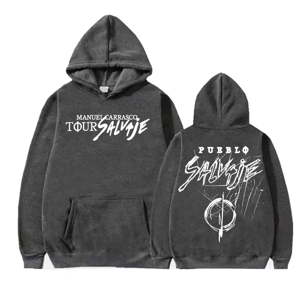Rapper Manuel Carrasco Salvaje Tour 2025 Album Hoodies Men's Fashion Vintage Oversized Pullovers Fleece Casual Hoodie Sweatshirt