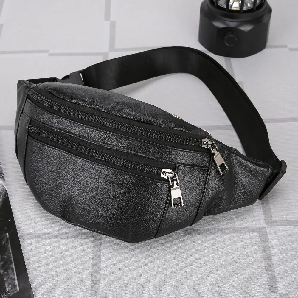 Men's Business Leather Waist Bag Multifunctional Cash Wallets Outdoor Crossbody Bags Waterproof Sporting Pack Traveling Bag