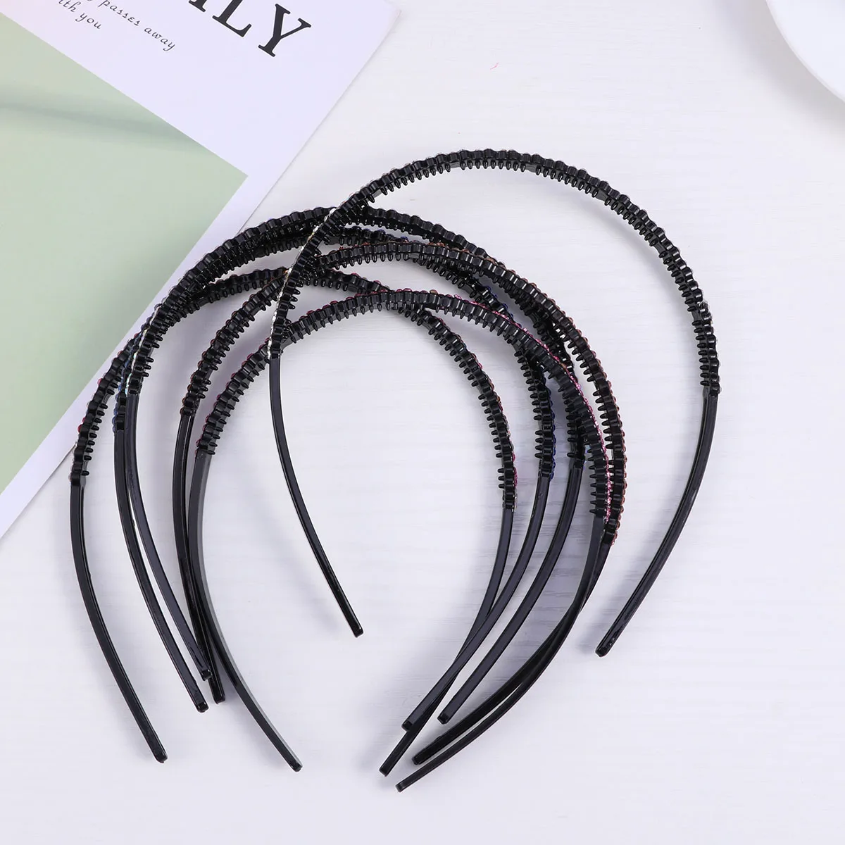 

6pcs Rhinestone Headbands Non-Slip Hairbands For Women Girls Fashion Hair Accessories Daily Blue Pink