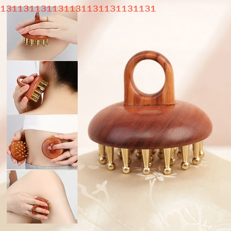 

Зубная твердая медная меридианная щетка с ручкой из красного сандалового дерева, массажная щетка, многоцелевой инструмент для красоты, релаксации тела, скульптурирования, массажа