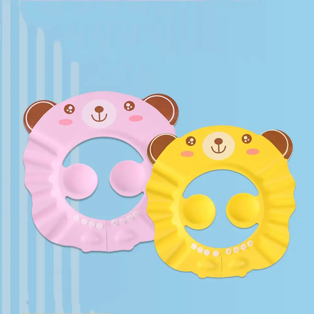 

Cute Cartoon Baby Shower Cap Newborn Adjustable Hair Wash Hat Infant Ear Protection Safe Kids Shampoo Shield Bath Head Cover