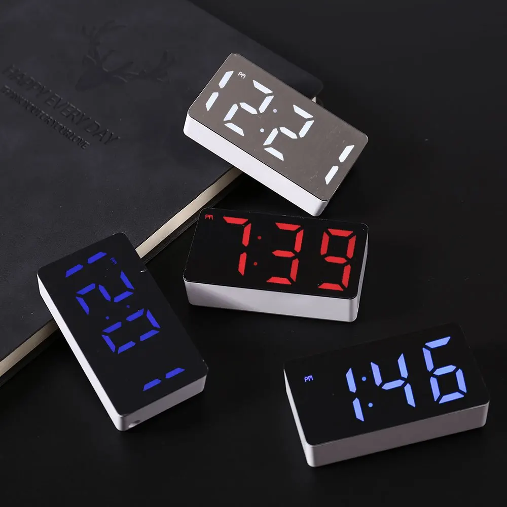 LED Electronic Watch Mirror Alarm Clock Home Furnishings Smart Small Tools Desk Digital Bedroom Decoration Table And Accessory 