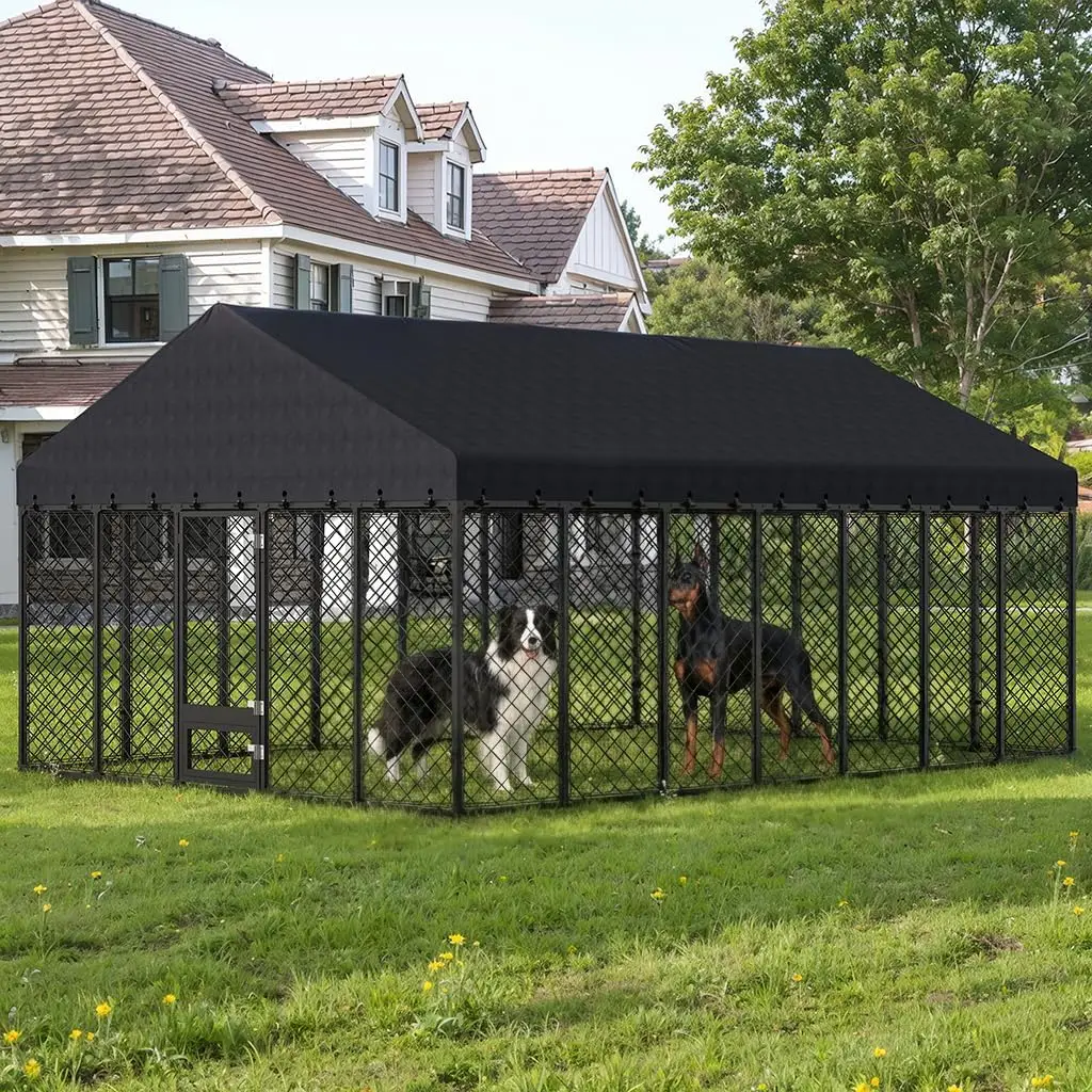 

Heavy Duty 10x14×6.4 FT Outdoor Dog Kennel with Secure Double Locks and Waterproof & UV Resistant