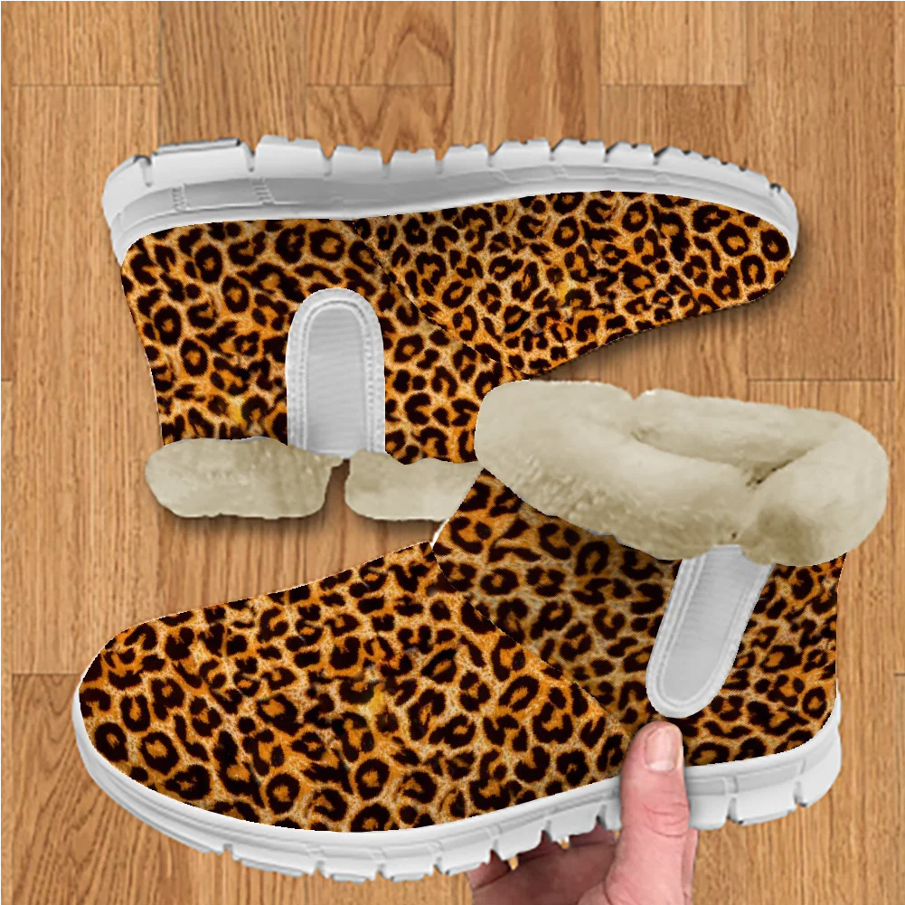 

Leopard print men's and women's cotton boots plush warm mesh indoor lightweight short boots