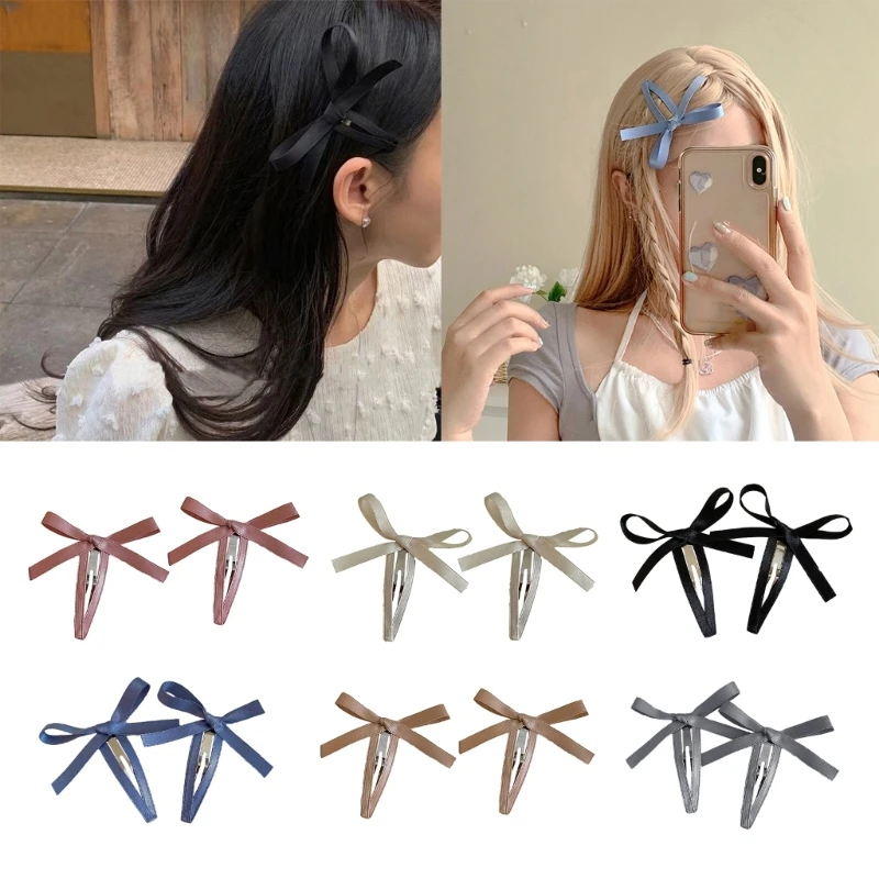 

Cute Fairy Flat Clips Ribbon Bow Hairpin 2000s Style Ornaments Balletcore Barrettes Women Girls Sweet Bowknot Side Hair Clips