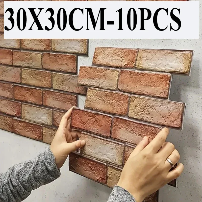 

10 pieces 30X30CM decorative 3D wall panels self-adhesive waterproof and-proof wallpaper living room Pochaco