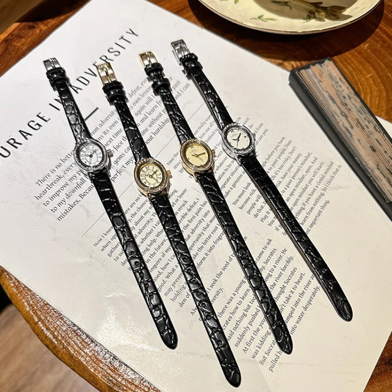 New Oval Belt Diamond-set Women's Watches Small Dial Retro Exquisite Waterproof Ladies Watch Fashion Temperament Watch for Women