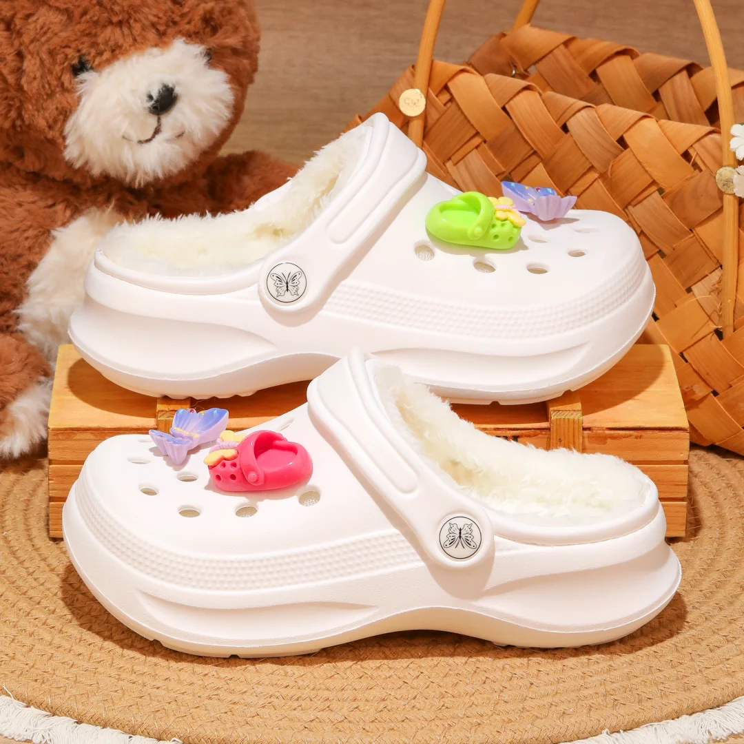 Kinder-Clogs und -Mules mit Fellfutter, leichte Garten-Schuhe mit Baumwollfutter, warme Hausschuhe für Jungen, Mädchen und Kleinkinder, 168. – Detail 6