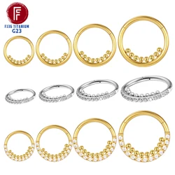 F136 Titanium Piercing Septum Nose Ring Round Tragus Cartilage Daith Lip stud Clicker Earring Body Jewelry Women Men 6/8/10/12mm