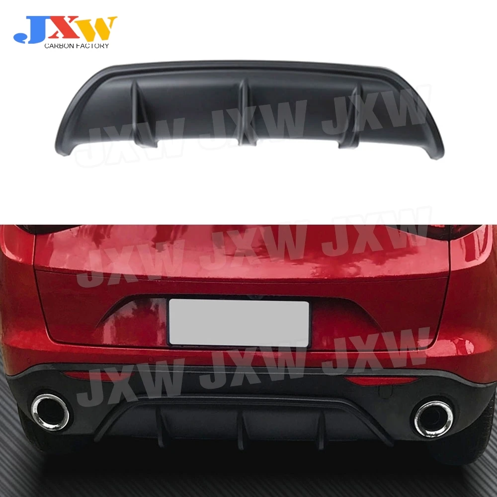 

Carbon fiber Rear Lip Diffuser Trim For Alfa Romeo Stelvio 2017 2018 2019 ABS Fins Shark Style Bumper Cover Car Styling