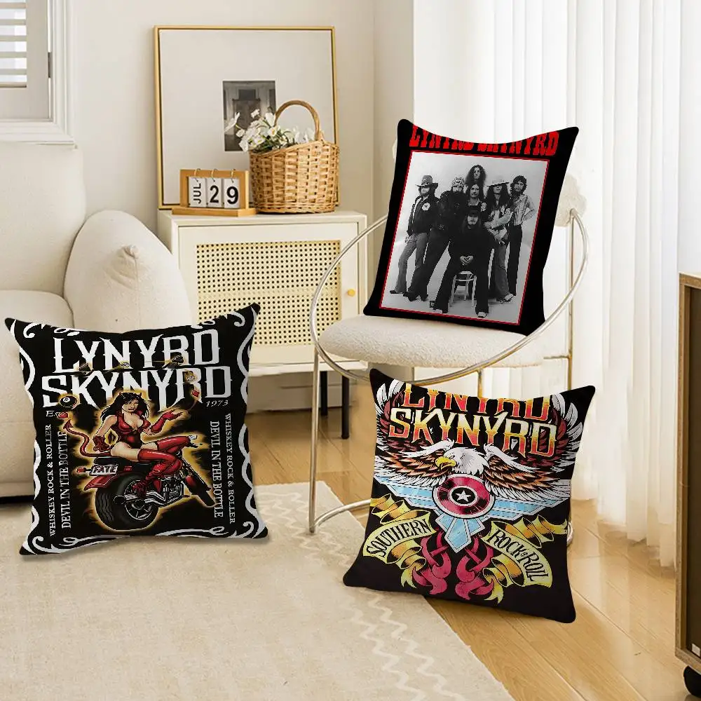 Southern rock cantor lynyrd skynyrd-band capas de almofada sofá decorativo casa impressão dupla face curto pelúcia bonito capa de almofada