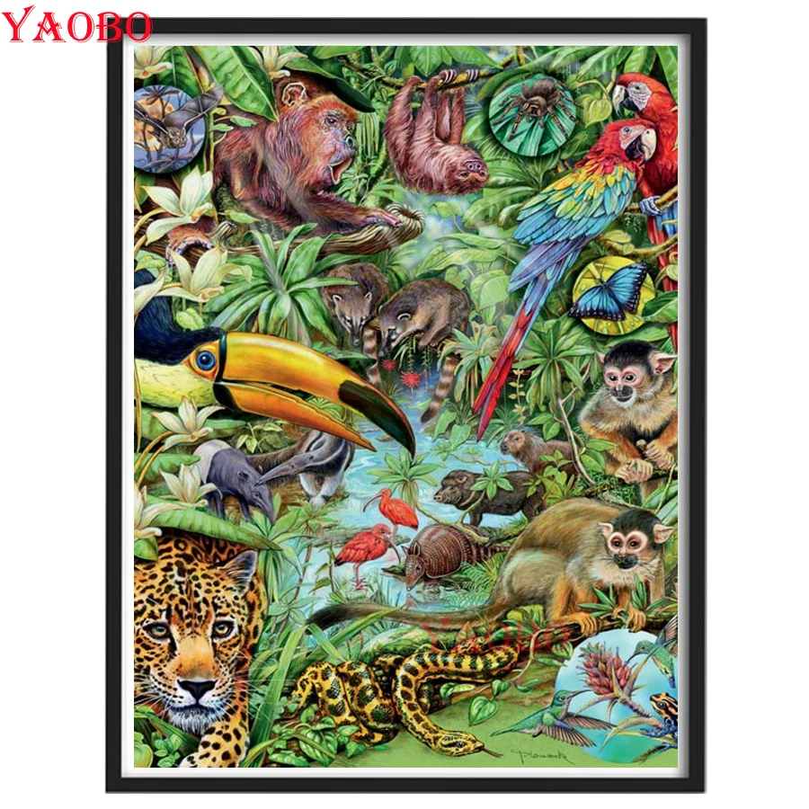 5D DIY Diamond Painting Full Square/Round Diamond embroidery Mosaic Kit Wild Zoo Monkey Diamond Painting Home Decor