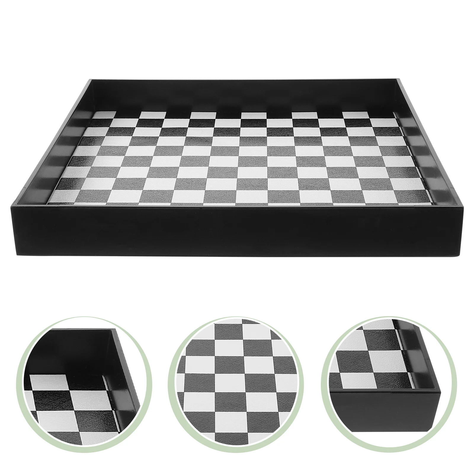 

Checkerboard Pattern Storage Tray Desktop Vanity Organizer Multifunctional Storage Plate Perfume Jewelry Holder