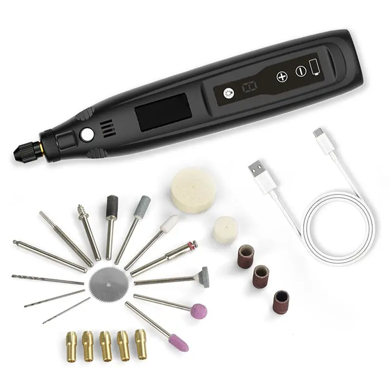 AB41-Mini Cordless Rotary Tool, 8-Speed, USB Charging With Accessories For DIY Crafts