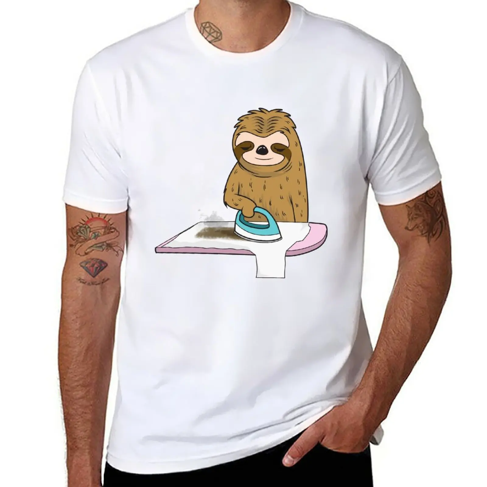 New Funny Sloth Ironing His Shirt Too Slow T-Shirt sweat shirts Short sleeve custom t shirt Tee shirt funny t shirts for men