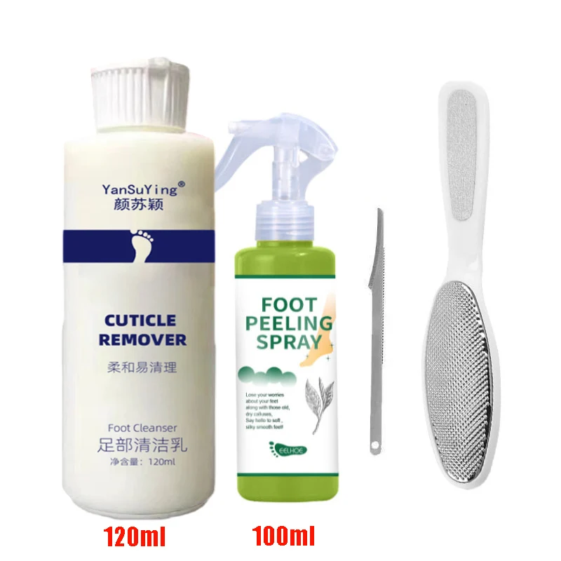 120ml Foot Exfoliator Softener 100ml Foot Spray 6 Seconds Remove Dead Skin Calluses Anti-Cracked Heel Enhancer Nail Pedicure