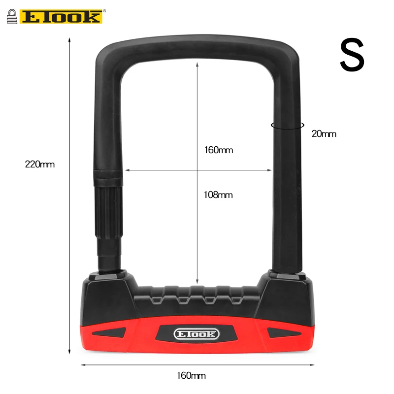 Etook Fiets U Lock Anti-Diefstal Stalen Kabel Beveiliging Fiets Accessoires Fiets Slot Heavy Duty Mtb Mountainbike Lock U-Lock