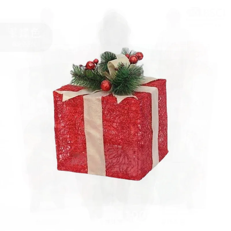 

Рождественский светящийся подарочный набор из трех предметов с макетом сцены, декоративное украшение в виде елки, Chen, золотой, красный, пластиковый, железный, художественный, сделай сам