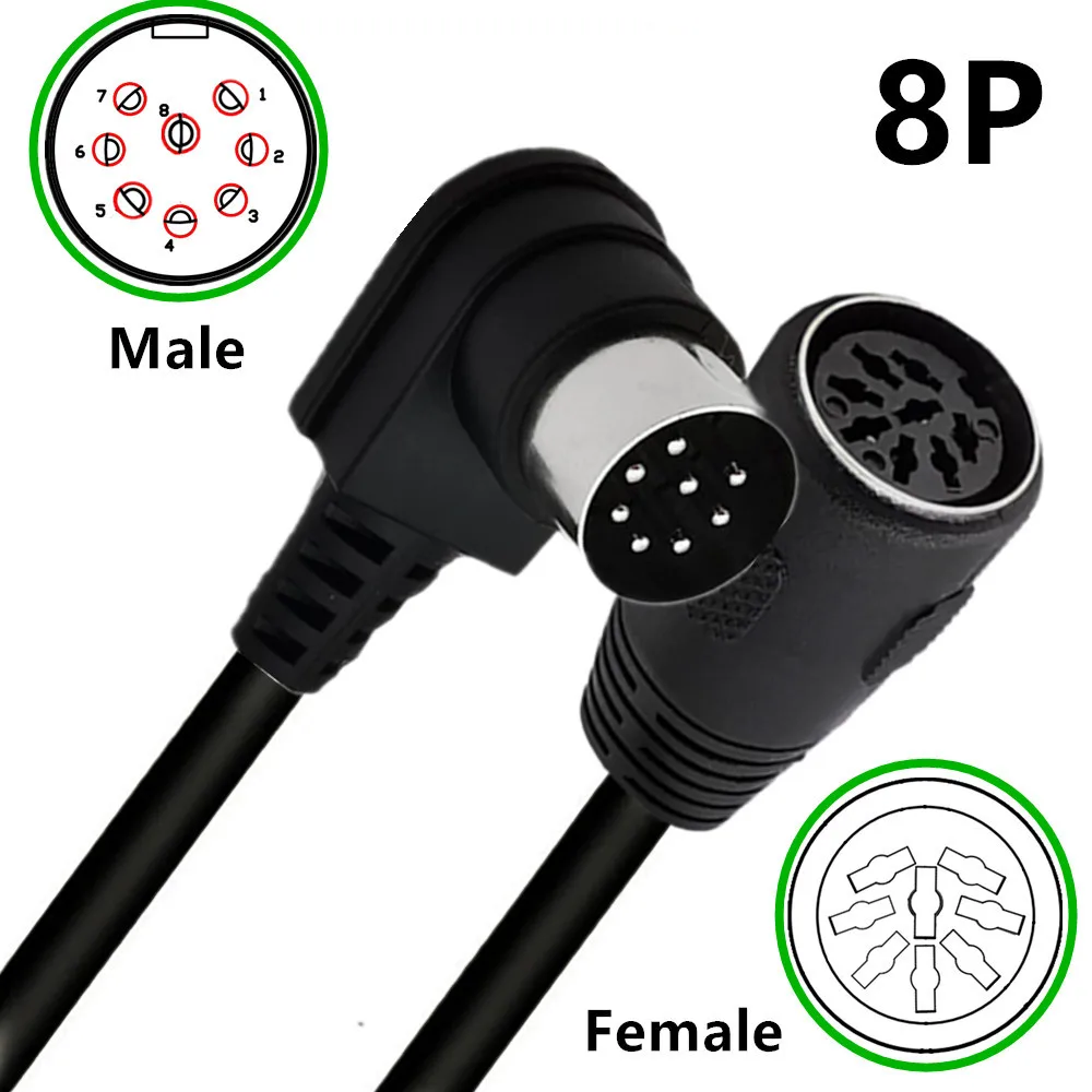 UXG MIDI 8 Pin Din Stecker auf Stecker 8pin Stecker Buchse Lautsprecher Audio 90 Grad rechtwinklig Doppelwinkel L-förmiges Kabel 0,5 m 1 m 3 m 5 m 3