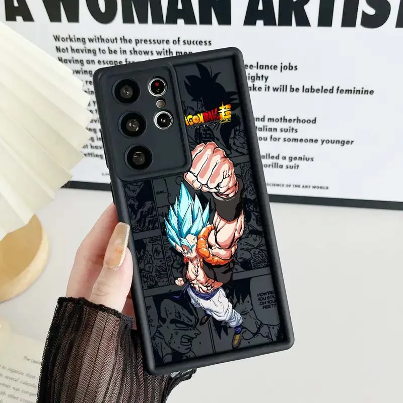 Etui na telefon Samsung Galaxy S25 S24 S23 S22 S21 S20 Ultra Plus FE 5G z motywem Dragon Ball, Son Goku Saiyan, z ochroną na obiektyw aparatu.