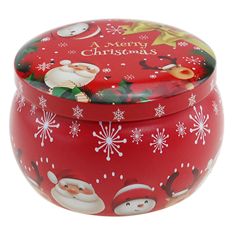 1pc Christmas Metal Jar Christmas Candy Box Metal Jar With Lid Handmade Candles Making Container Mini Tin Small Gifts For Kids